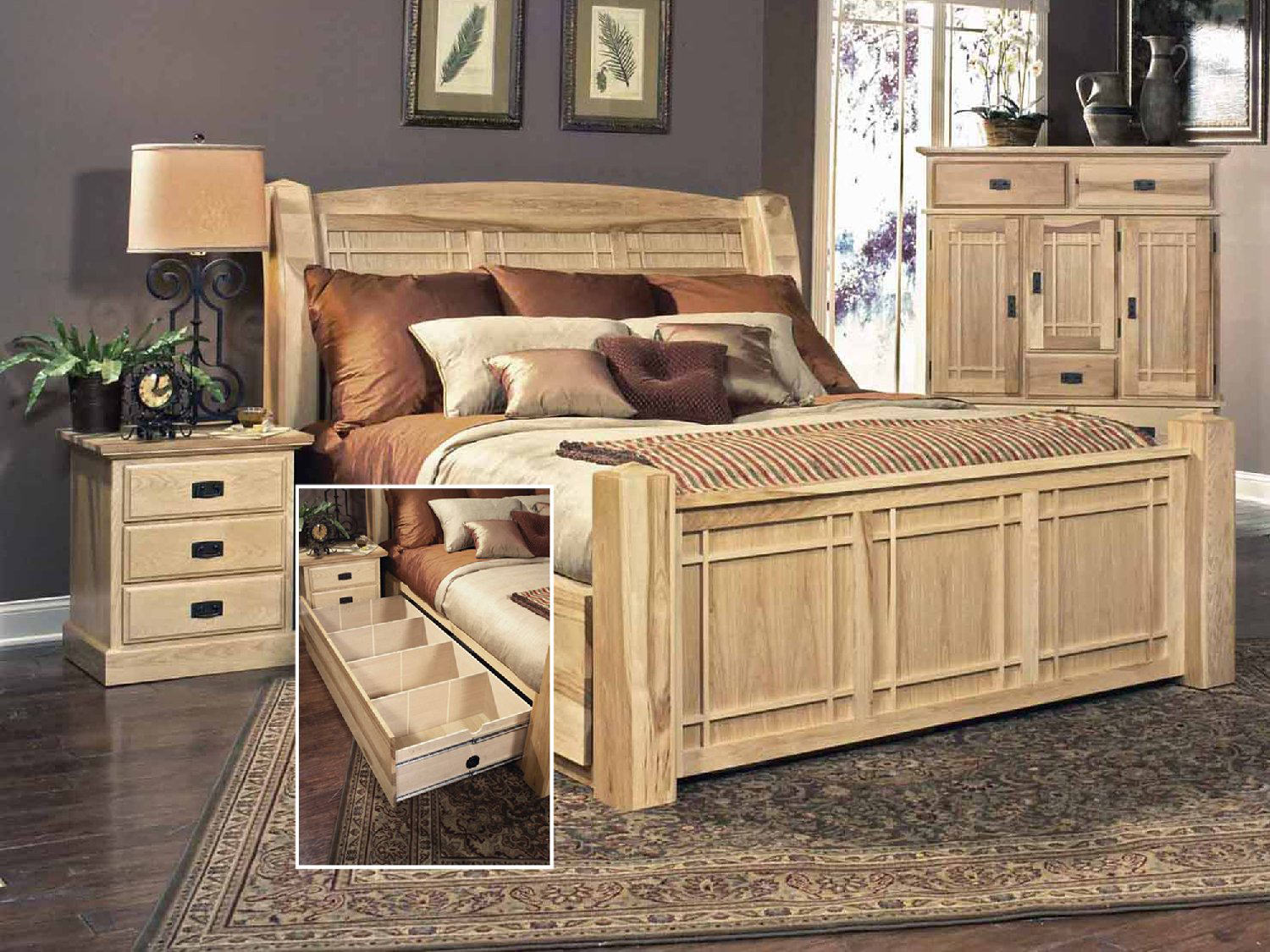 King Storage Bed with Drawers Underneath
