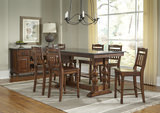 Andover Park Trestle Counter Height Table and 4 Slat Back Counterstools