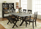 Preston Zinc Top Table with 4 Side Chairs and Bench