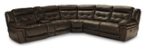 Hallmark 6 Piece Leather Power Recline Sectional (3 Reclining Seats, 2 With Power)