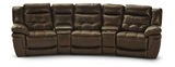 Hallmark 5 Piece Leather Power Recline Home Theater (3 Reclining Seats, 2 With Power)