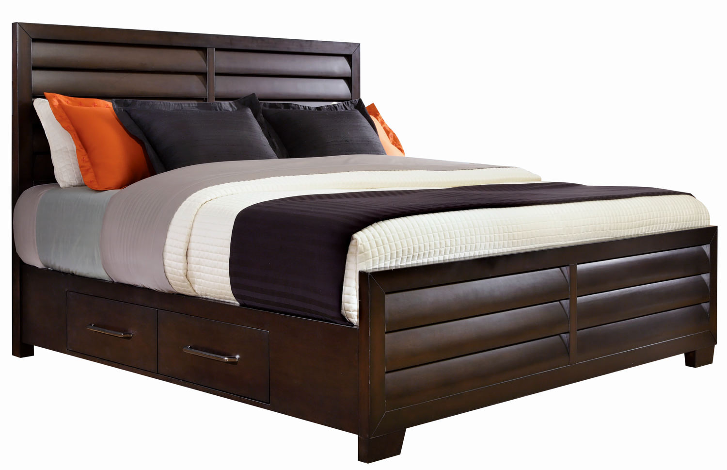 Vogue King Panel Bed With Two Plain Rails
